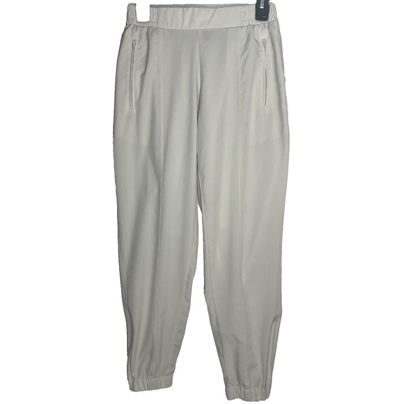 Stretchtech Cream Joggers Elastic Waist Adjustable Cuffs Pockets Reg Size Small - Picture 1 of 10